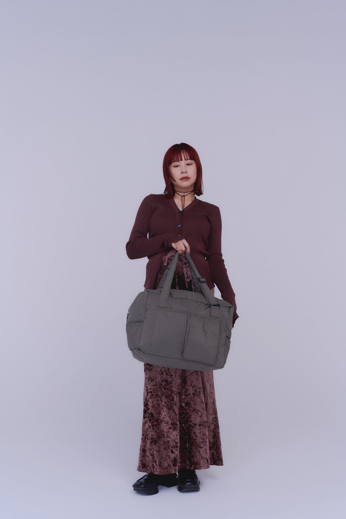 mamita マザーズバッグ - アッシュグリーン & ギンガムチェック