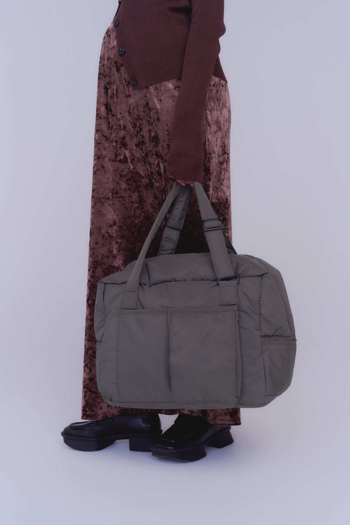 mamita マザーズバッグ - アッシュグリーン & ギンガムチェック