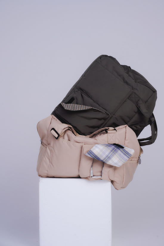 mamita マザーズバッグ - アッシュグリーン & ギンガムチェック