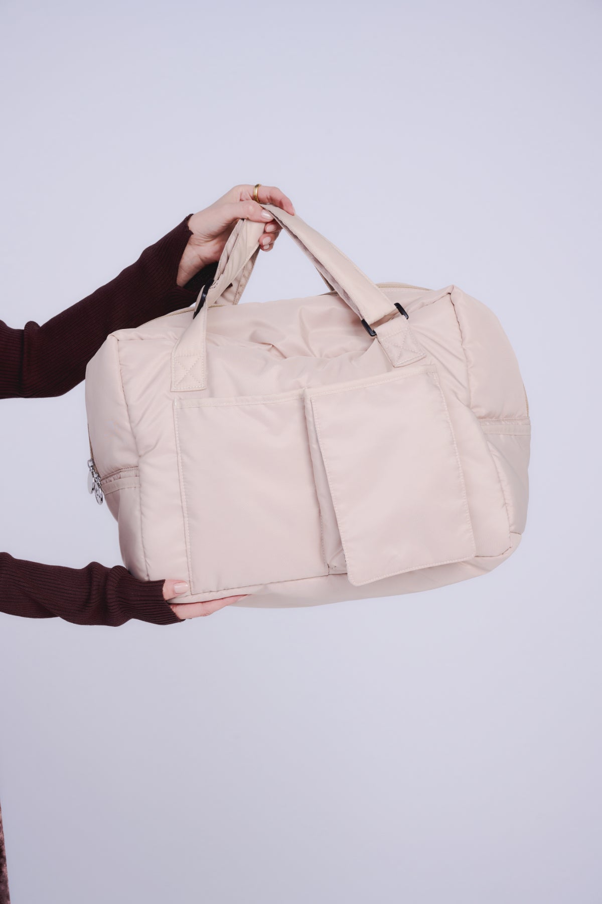 【SET 01】mamita マザーズバッグ セット - クリームベージュ & タータンチェック + 母子手帳ケース + オイルジェリー